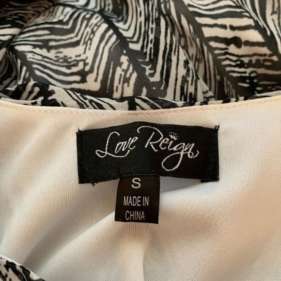 Love Reign Chiffon Sleeveless High Low‎ Midi Dress Black White - Size S - Picture 3 of 3